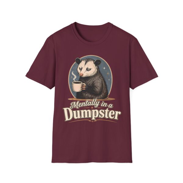 Mentally in a Dumpster Possum Tee — Cute Sarcastic Coffee Graphic T-Shirt