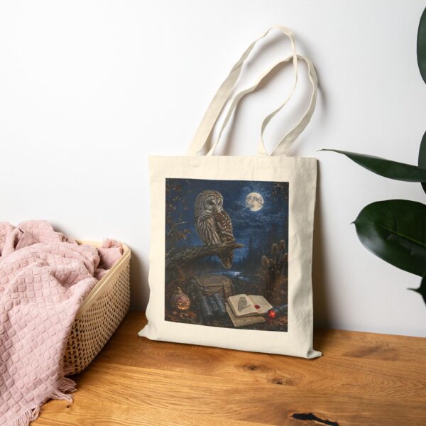 Mystic Owl & Moon Canvas Tote — Nightbook Illustration