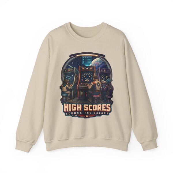 Retro Arcade Space Sweatshirt — "High Scores Across the Galaxy" Crewneck