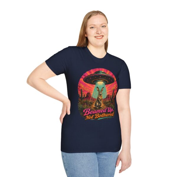 Beamed Up, Not Bothered T-Shirt — Retro UFO Bunny Graphic Tee
