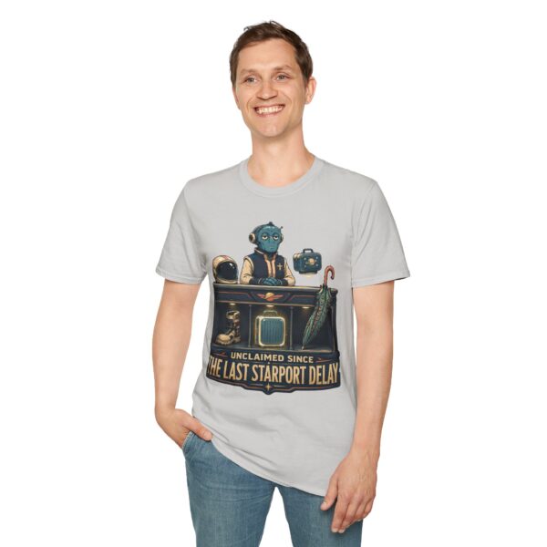 Retro Spaceport Tee — "Unclaimed Since The Last Starport Delay" Alien Deli Illustration