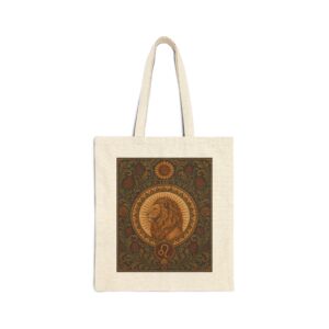 Leo Zodiac Cotton Canvas Tote Bag — Boho Astrology Lion Design