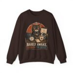 Cat Office Sweatshirt — "Barely Awake, Running the Office" Cozy Crewneck