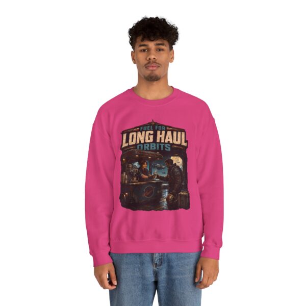 Long Haul Orbits Crewneck Sweatshirt — 'Fuel For Long Haul Orbits' Retro Space Café Design