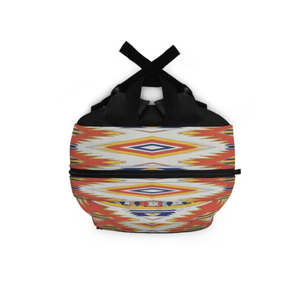 Backpack - Southwestern Aztec Geometric Print in Burnt Orange, Navy Blue, and Yellow
