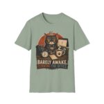 Barely Awake Office Cat T-Shirt — Funny Grumpy Cat Coffee Work Shirt