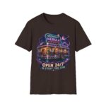 Midnight Nebula Diner T-Shirt — 'Open 24/7 in Every Time Zone' Retro Space Diner Tee