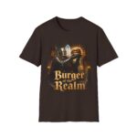 Burger of the Realm T-Shirt — Medieval Knight Holding Burger Graphic Tee