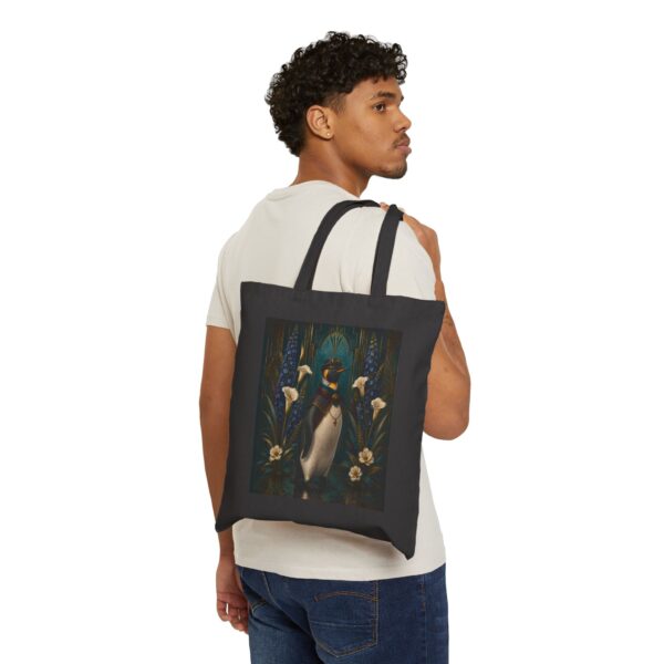 Vintage Penguin Floral Canvas Tote — Art Deco Calla Lily Cotton Tote