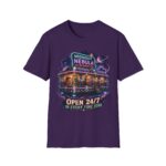 Midnight Nebula Diner T-Shirt — 'Open 24/7 in Every Time Zone' Retro Space Diner Tee