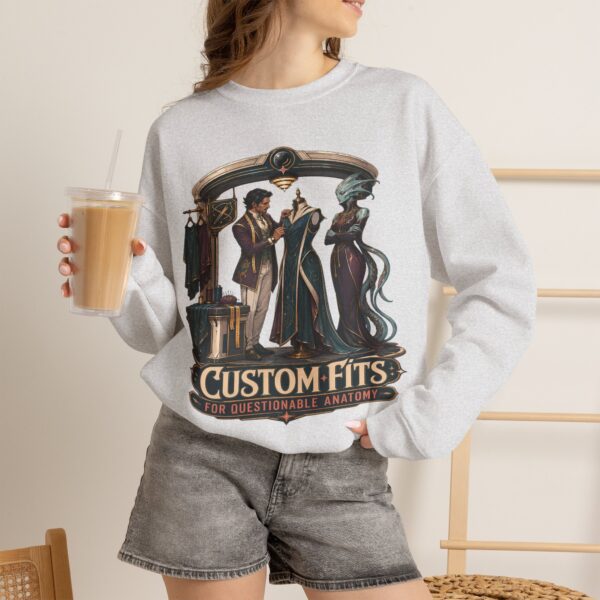 Crewneck Sweatshirt — 'Custom Fits: Questionable Anatomy' Vintage Tailor & Phantom Design