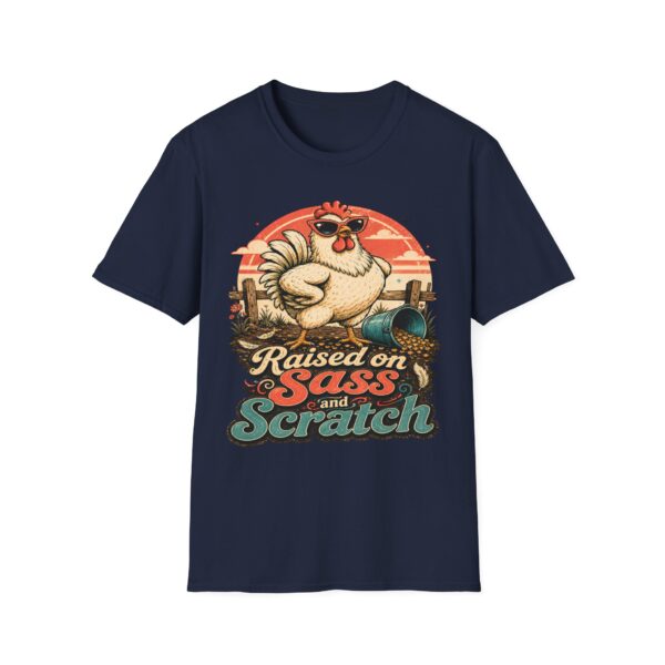 Chicken T-Shirt — "Raised on Sass & Scratch" Vintage Farmhouse Tee