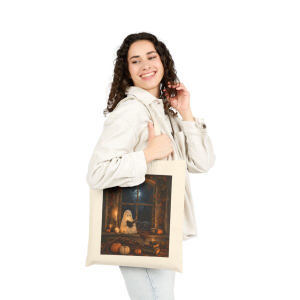 Halloween Ghost Tote Bag — Cute Spooky Pumpkin Window Cotton Canvas Tote
