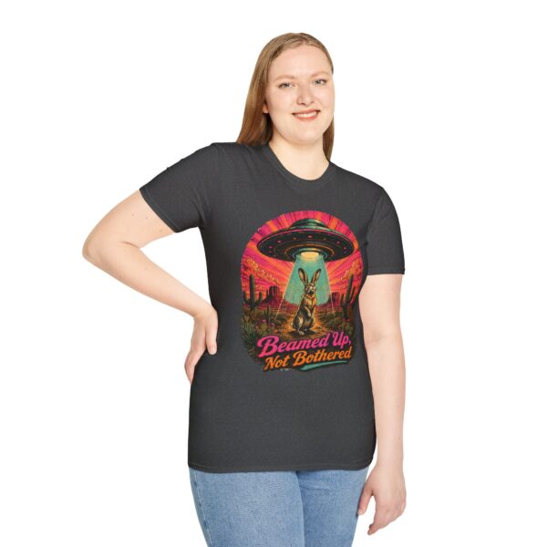 Beamed Up, Not Bothered T-Shirt — Retro UFO Bunny Graphic Tee
