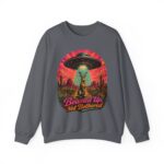 Beamed Up, Not Bothered Sweatshirt — Retro UFO & Jackrabbit Desert Crewneck