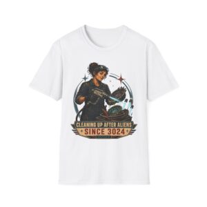 Alien Cleanup Crew T‑Shirt — "Cleaning Up After Aliens Since 3024" Sci‑Fi Graphic Tee