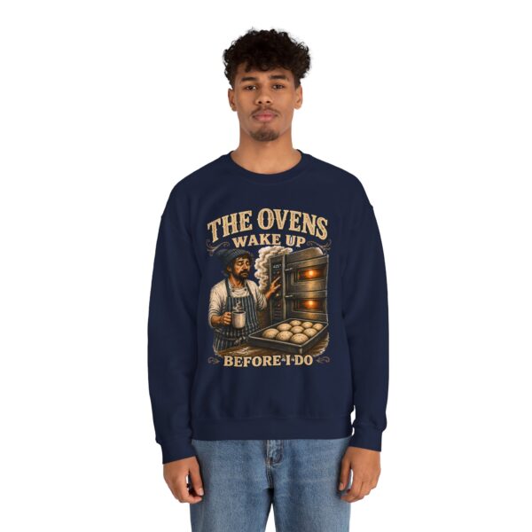 Baker Crewneck Sweatshirt — "The Ovens Wake Up Before I Do" Vintage Bakery Sweatshirt