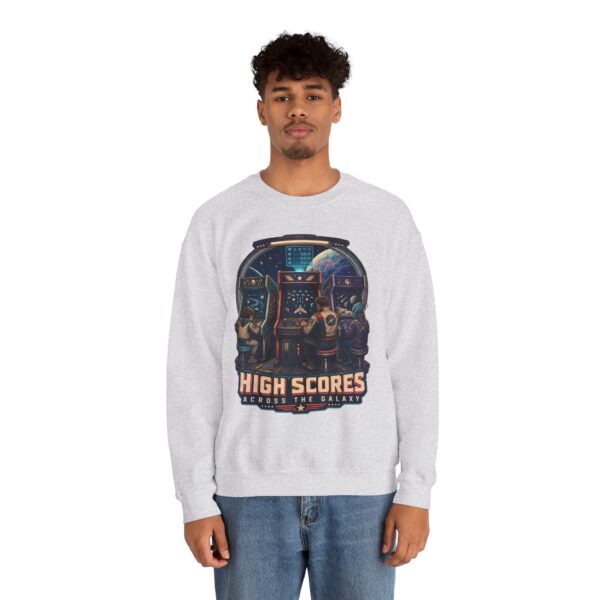 Retro Arcade Space Sweatshirt — "High Scores Across the Galaxy" Crewneck