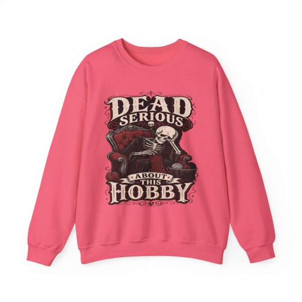 Dead Serious About This Hobby Crewneck Sweatshirt — Skeleton Crocheting Graphic
