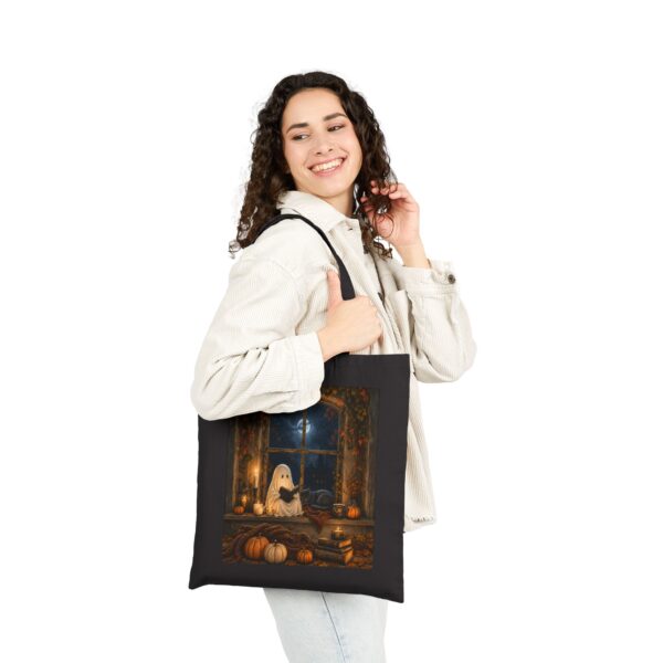 Halloween Ghost Tote Bag — Cute Spooky Pumpkin Window Cotton Canvas Tote