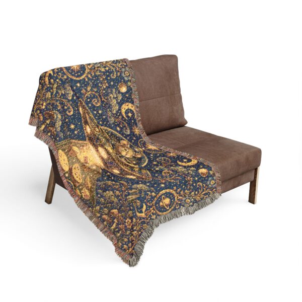 UFO Cat Woven Blanket — Vintage Space Abduction Throw