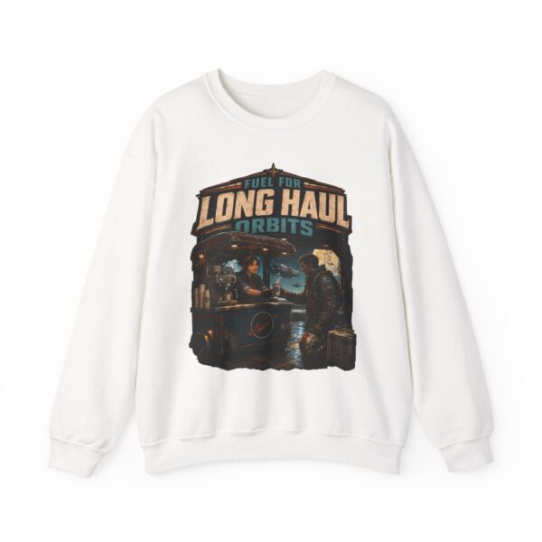 Long Haul Orbits Crewneck Sweatshirt — 'Fuel For Long Haul Orbits' Retro Space Café Design