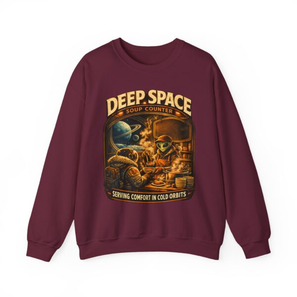 Deep Space Soup Counter Crewneck Sweatshirt — Retro Sci‑Fi Diner Graphic ("Serving Comfort in Cold Orbits")