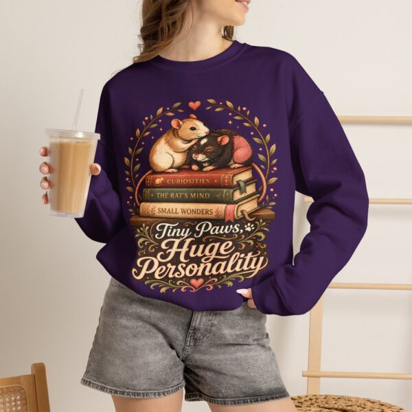 Hamster Booklover Sweatshirt — "Tiny Paws, Huge Personality" Cozy Crewneck