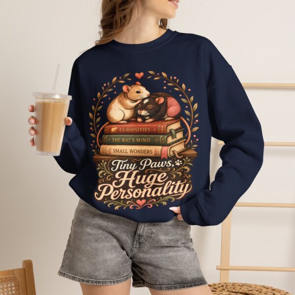 Hamster Booklover Sweatshirt — "Tiny Paws, Huge Personality" Cozy Crewneck