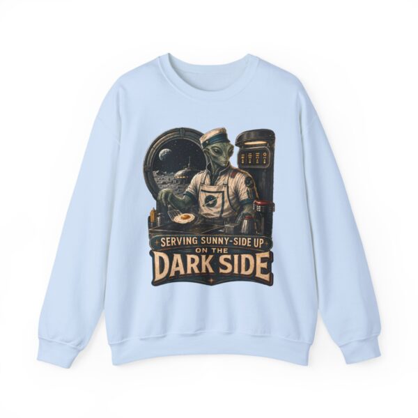 Crewneck Sweatshirt — "Serving Sunny-Side Up on the Dark Side" Alien Chef Graphic