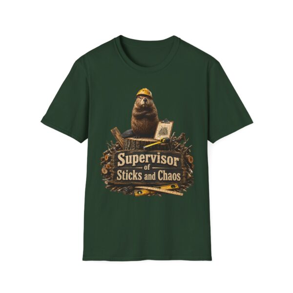 Supervisor of Sticks and Chaos T-Shirt — Funny Construction Beaver Tee