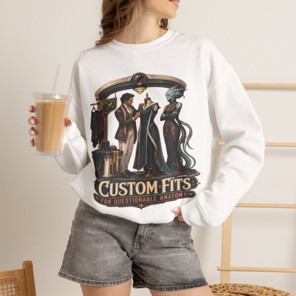 Crewneck Sweatshirt — 'Custom Fits: Questionable Anatomy' Vintage Tailor & Phantom Design