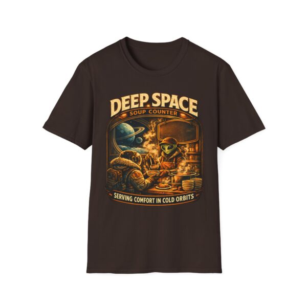 Deep Space Soup Counter T‑Shirt — Alien Diner Retro Sci‑Fi Tee