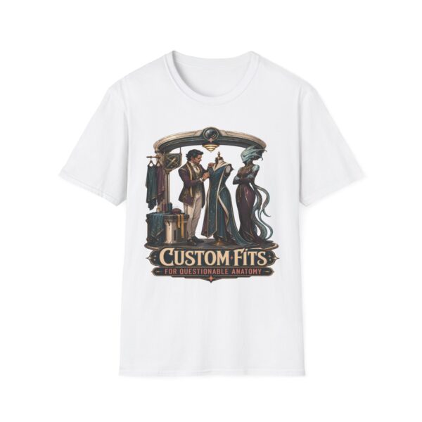 Vintage Tailor Shop T-Shirt — "Custom Fits" Fantasy RPG Graphic Tee