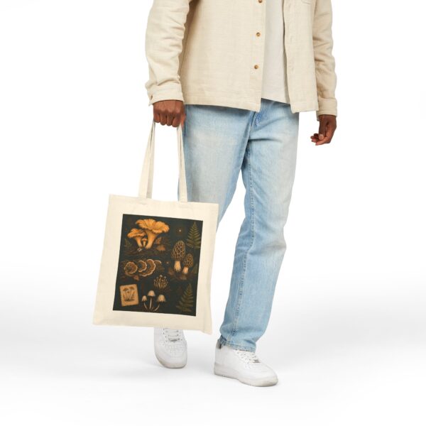 Mushroom Illustration Canvas Tote Bag — Forest Fungi Botanical Market Bag