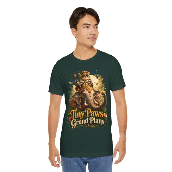 Tiny Paws, Grand Plans Tee — Crowned Cat Riding Elephant Vintage Graphic T-Shirt