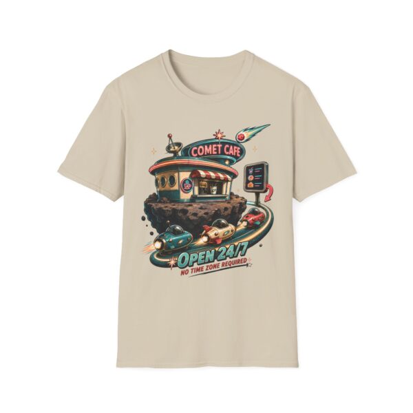 Comet Cafe T-Shirt — Retro Space Diner Graphic Tee ("Open 24/7")