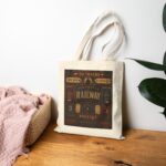 Railway Vintage Sign Tote Bag — Retro Train Station Canvas Tote antique train station signage, with bold directional typography, weathered enamel textures, and classic rail-era layou