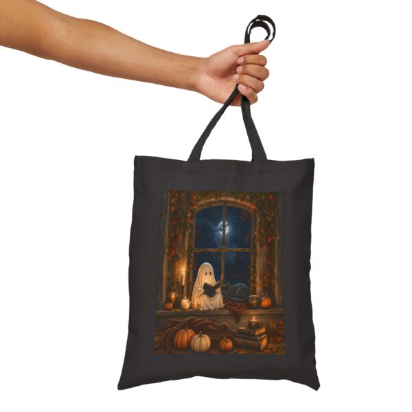 Halloween Ghost Tote Bag — Cute Spooky Pumpkin Window Cotton Canvas Tote