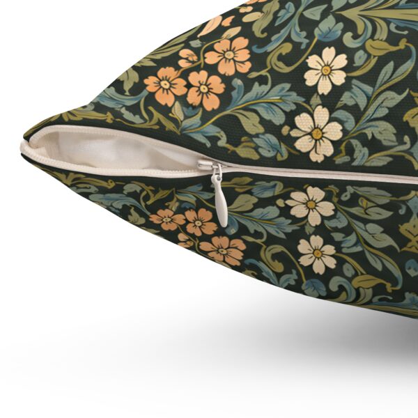 Vintage Floral Kaleidoscope Pillow — Sage, Blue & Peach Botanical Throw Pillow