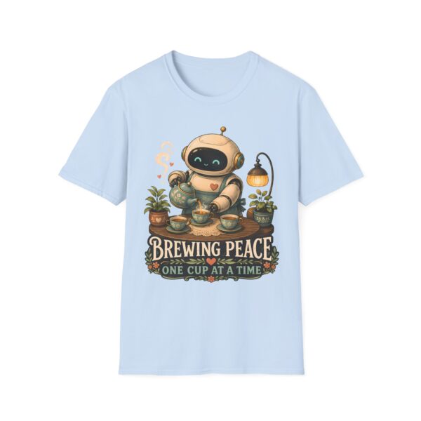 Brewing Peace Robot, T-Shirt | Cute Tea Robot Illustration, Cozy Vibes