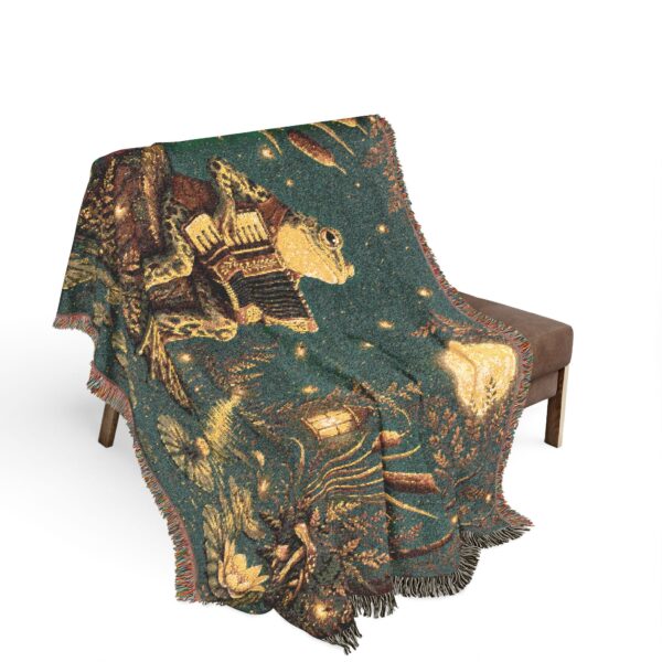 Folk Moonlight Woven Blanket — Mystic Accordion Player Throw