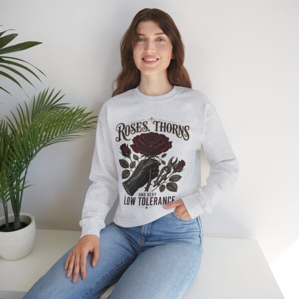 Crewneck Sweatshirt - Roses, Thorns and Very Low Tolerance Graphic