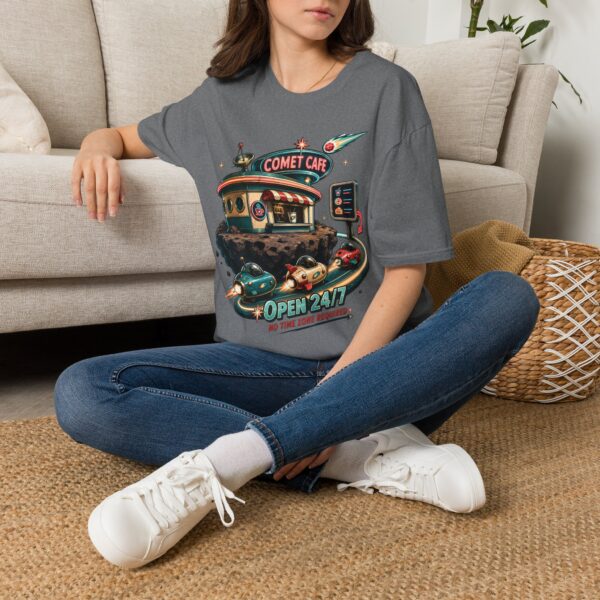 Comet Cafe T-Shirt — Retro Space Diner Graphic Tee ("Open 24/7")