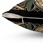 Art Deco Geometric Throw Pillow — Gold & Emerald Decorative Cushion