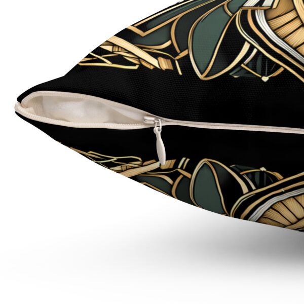 Art Deco Geometric Throw Pillow — Gold & Emerald Decorative Cushion
