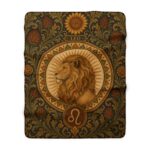 Leo Sun Garden Sherpa Blanket — Vintage Lion Zodiac Throw