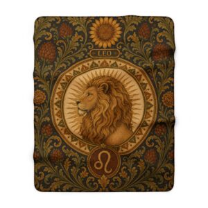 Leo Sun Garden Sherpa Blanket — Vintage Lion Zodiac Throw