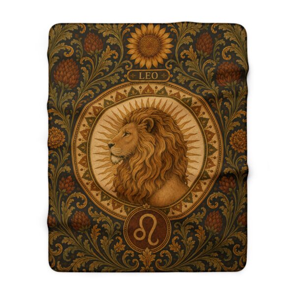 Leo Sun Garden Sherpa Blanket — Vintage Lion Zodiac Throw