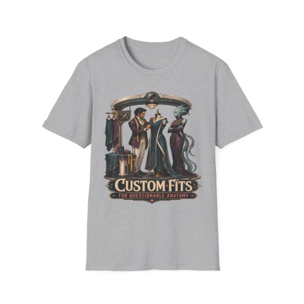 Vintage Tailor Shop T-Shirt — "Custom Fits" Fantasy RPG Graphic Tee